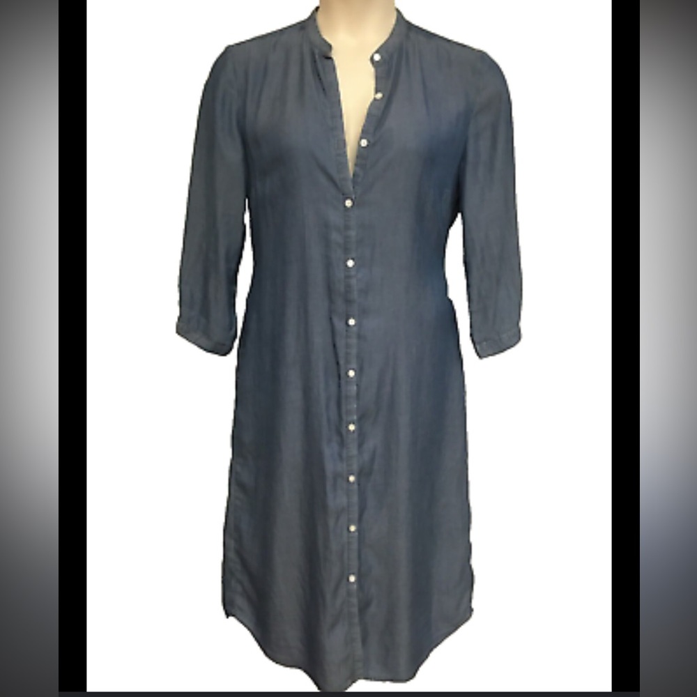 J. McLaughlin Button-Down Dress Chambray Tencel Long‎ Sleeve Waist Tie Women M